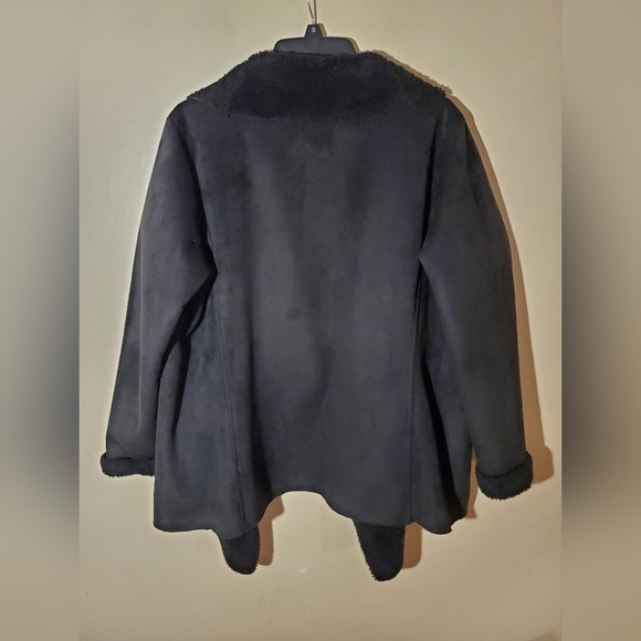 Lauren Ralph Lauren Faux Shearling Sherpa  Drape Front Jacket Size M - Picture 4 of 8